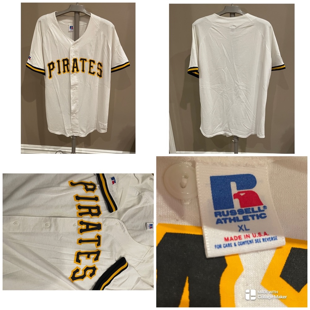 Vintage Pirates White Baseball Jersey by Russell Athletic